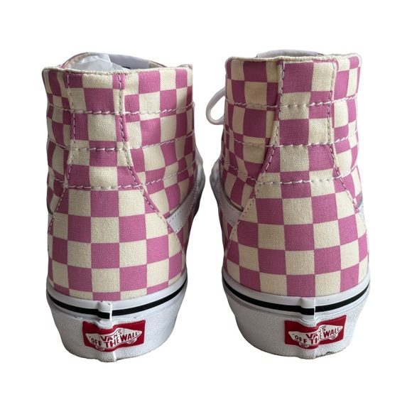 Vans Pink & Cream Checkerboard High Top Sneakers - Picture 5 of 15